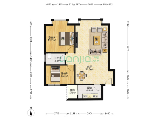 隆天景苑 2室1厅1卫 85平方