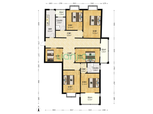 东城四平佳园 6室0厅2卫 162平方