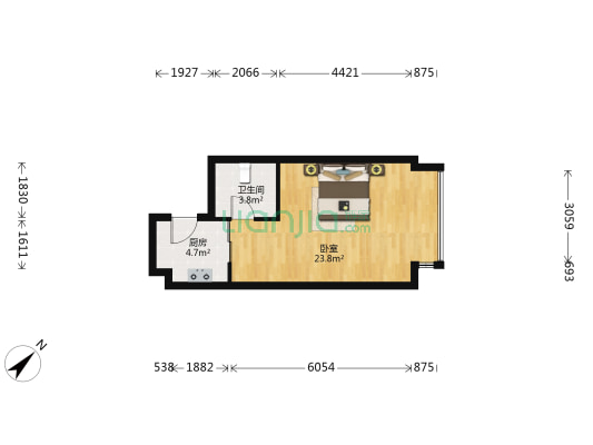 龙吟广场 1室0厅1卫 49平方