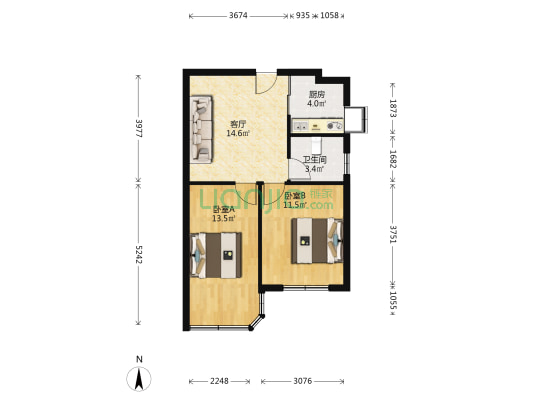 开明小区 2室1厅1卫 62平方