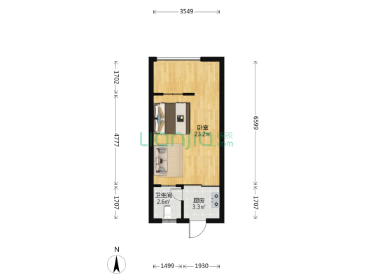 嘉鑫花园 1室0厅1卫 37平方