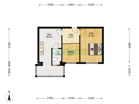 铁路芙蓉小区西区 1室0厅1卫 58平方