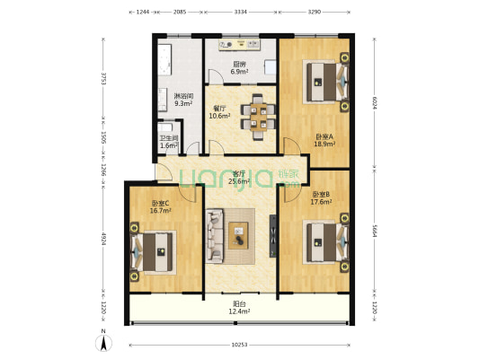 演武路26号 3室2厅2卫 138平方