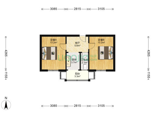 风机厂宿舍 2室1厅1卫 48平方