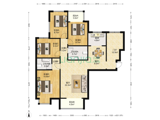 华府御城 4室2厅2卫 146平方
