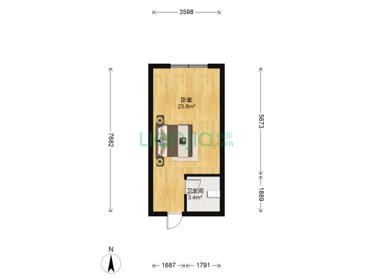 城仕杰座 1室0厅1卫 34平方