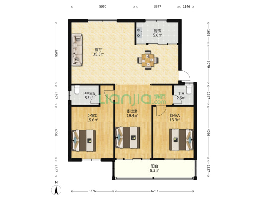 安平里 3室1厅2卫 119平方