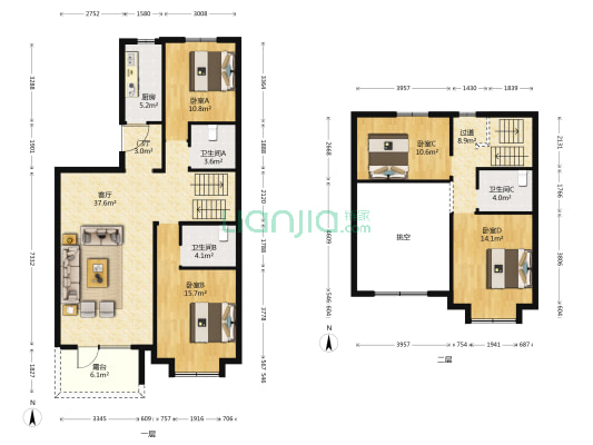 天恒摩墅 4室1厅3卫 161平方