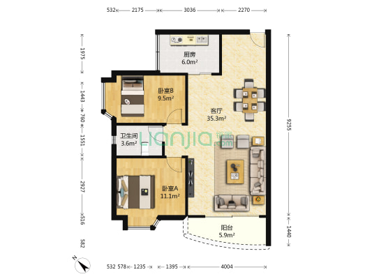 润盛花苑 2室1厅1卫 79平方