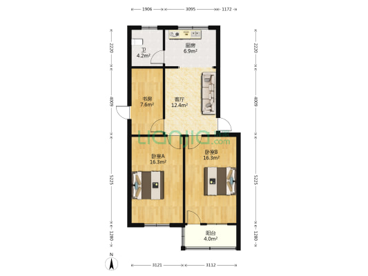 古楼街 3室1厅1卫 86平方