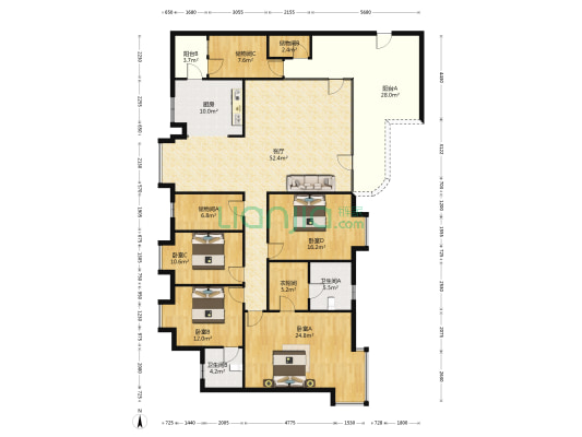 陶然豪园 4室1厅2卫 207平方