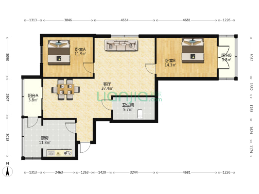 荣华小区 2室1厅1卫 111平方