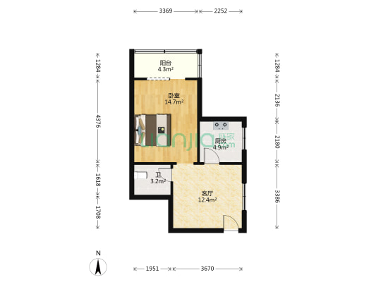 胜利路社区 1室1厅1卫 49平方