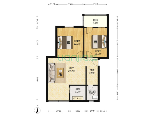 建安小区 2室1厅1卫 74平方