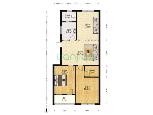 西门新村 2室2厅1卫 99平方