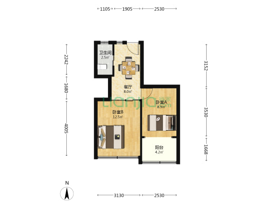 远洋新村 2室1厅1卫 46平方