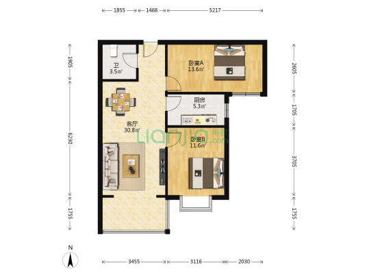 鸿泰雅园 2室1厅1卫 92平方