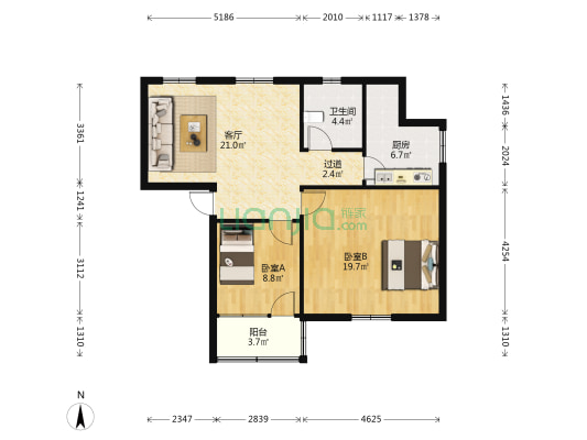 信江西路10号 2室1厅1卫 83平方