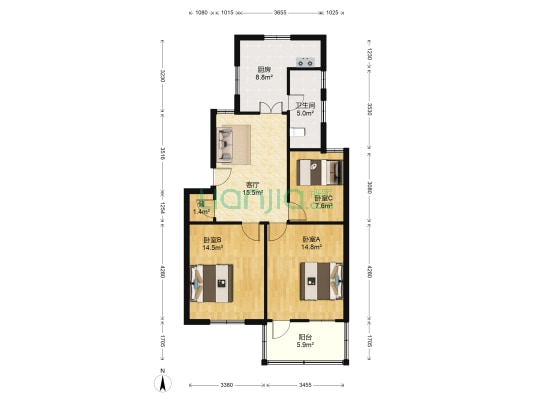 江苏医药职业学院西家属区 3室1厅1卫 87平方