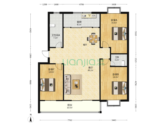 金融小区（青州） 3室1厅2卫 142平方