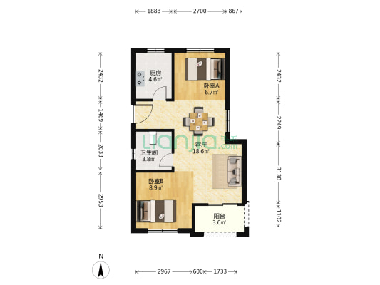 和美佳苑 2室1厅1卫 70平方