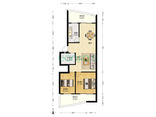 博仕后家园 2室1厅1卫 82平方
