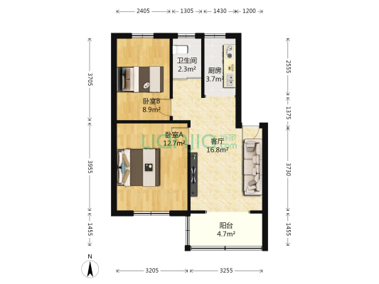 赞化宫18号 2室1厅1卫 59平方