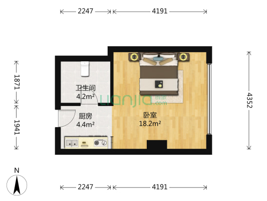 民族公寓 1室0厅1卫 45平方