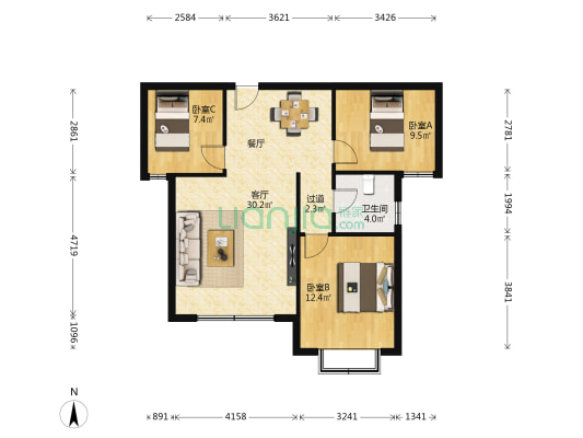煜利佳苑 3室1厅1卫 97平方