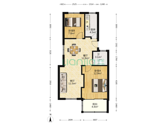 新灵峰西 2室2厅1卫 73平方