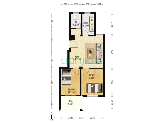 樟韵人家 2室1厅1卫 59平方