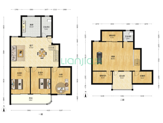 星海苑 3室1厅2卫 122平方