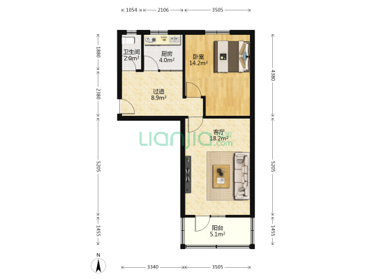 石化学院东小区 1室1厅1卫 60平方