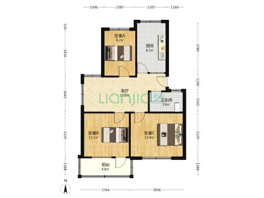 大史家楼 3室1厅1卫 78平方