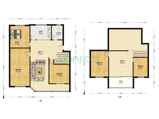 东方花园 1室2厅1卫 130平方