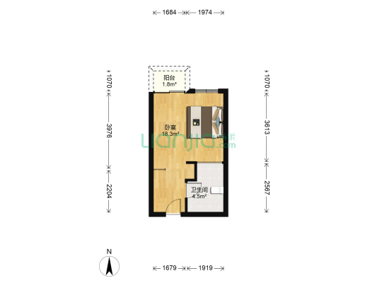 派克公寓（张家港） 1室0厅1卫 38平方