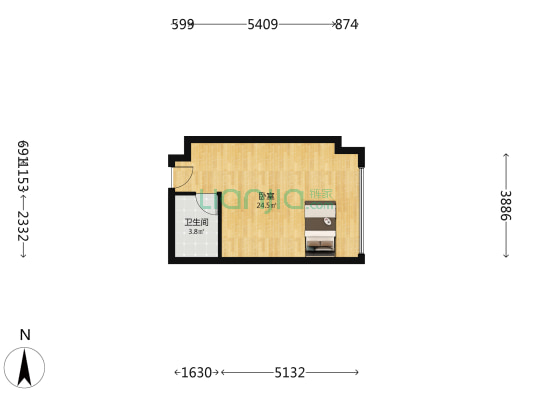 蜀道云上城 1室0厅1卫 45平方