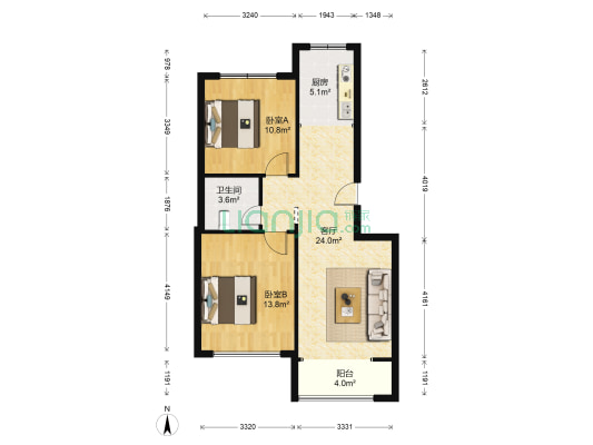 欧洲苑 2室1厅1卫 75平方
