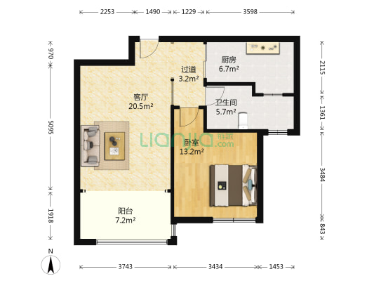 天一畔城·山水居 1室1厅1卫 78平方