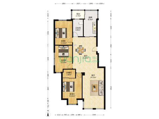 锦绣福兴 3室2厅1卫 125平方