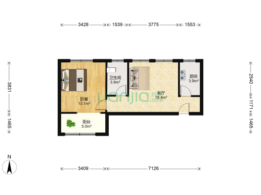 逸城山色公建 1室1厅1卫 62平方