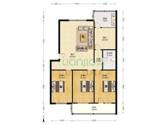 地税家属楼 3室2厅1卫 140平方