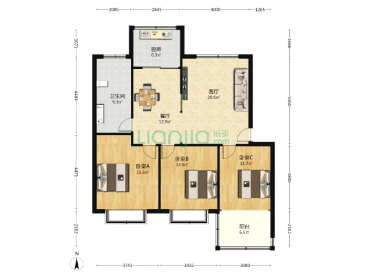 太平路29号院 3室2厅1卫 116平方