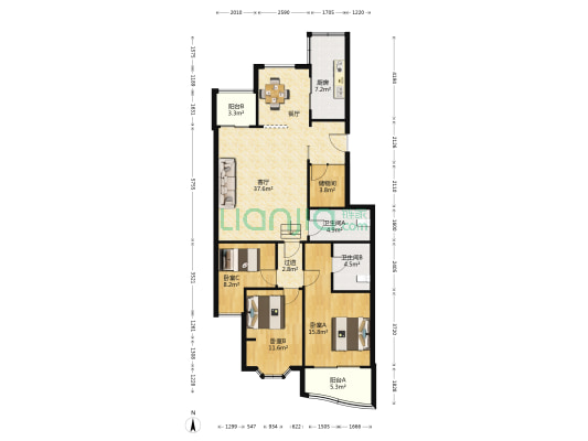 新河公寓 3室1厅2卫 129平方