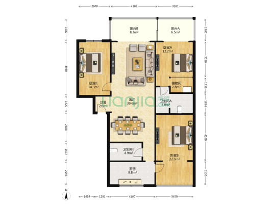 德惠公寓 3室1厅2卫 149平方