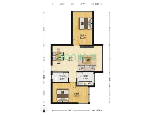 贵乌北路156号苑 2室1厅1卫 67平方
