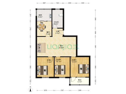 绣花巷10号 3室2厅1卫 100平方