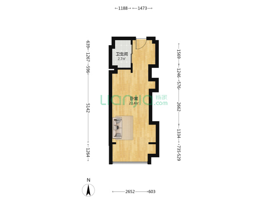 港惠新天地东区 1室0厅1卫 39平方