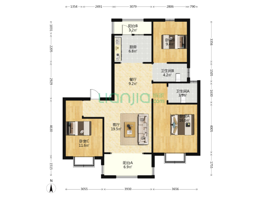 碧桂园天玺湾 3室2厅2卫 123平方