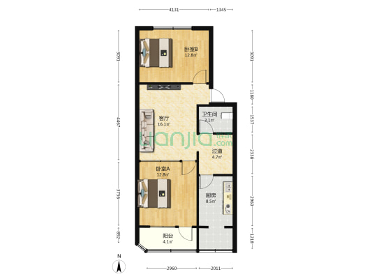 畜牧局256号院 2室1厅1卫 78平方